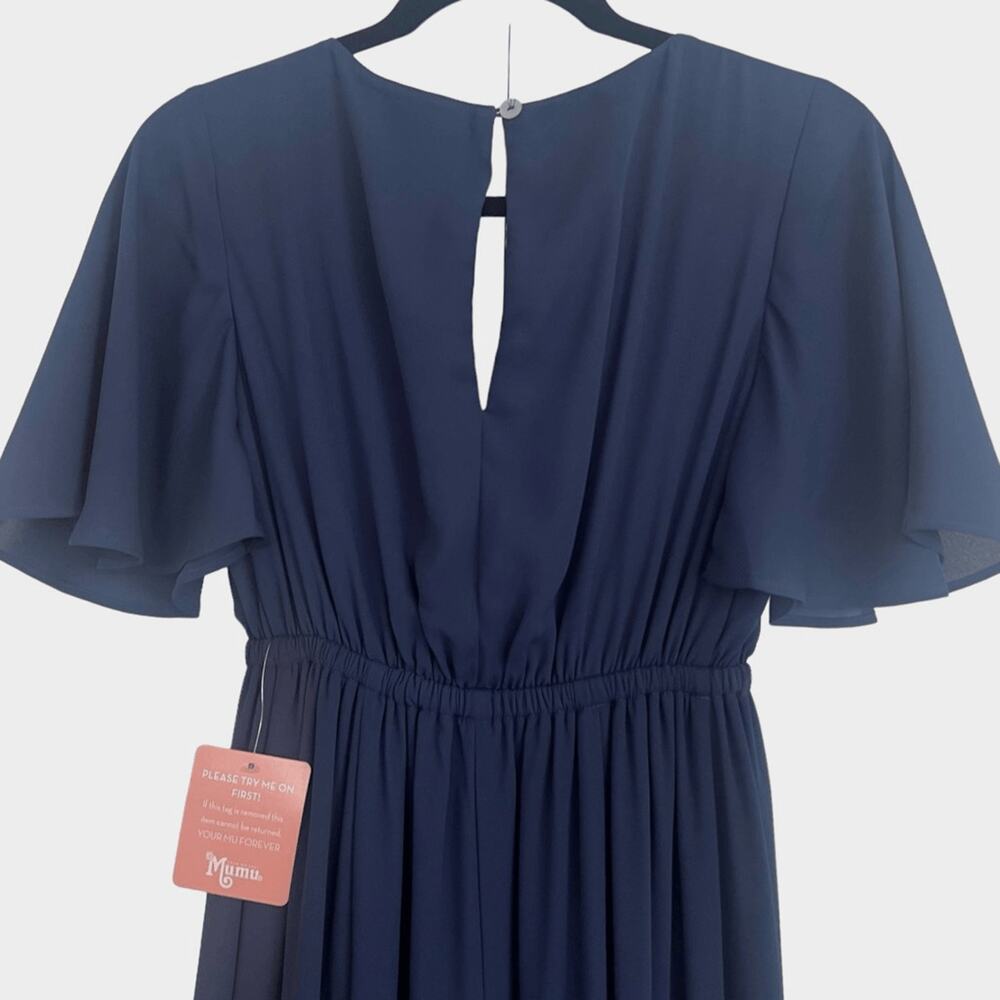 NWT Show Me Your MuMu Emily Empire Maxi Dress Navy Blue Sz S - Picture 7 of 9